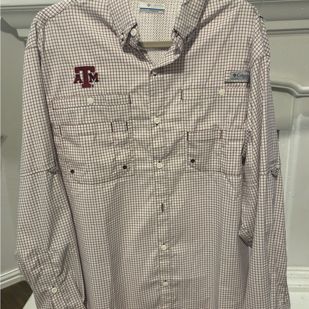 Texas A&M Columbia Men's Checkered Shirt - Maroon and White